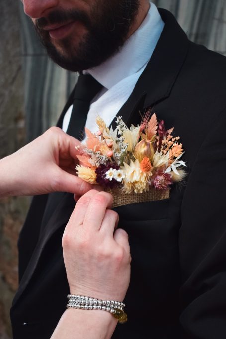 Groom with Pocket Flowers for Wedding